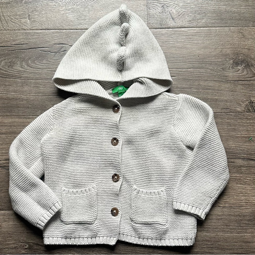 Gray Knit Hooded Sweater 24m-2t